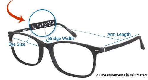 Sunglass Measurements Chart